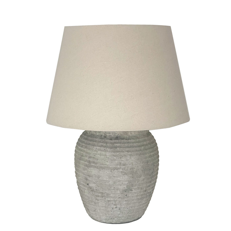 Large Stone Ridged Table Lamp W/Shade