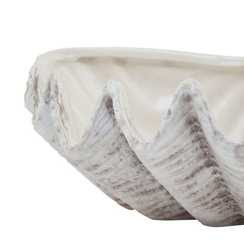 Medium Ceramic Grey Shell Bowl