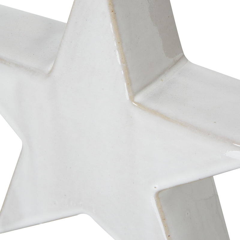 Large White Ceramic Standing Star Decoration