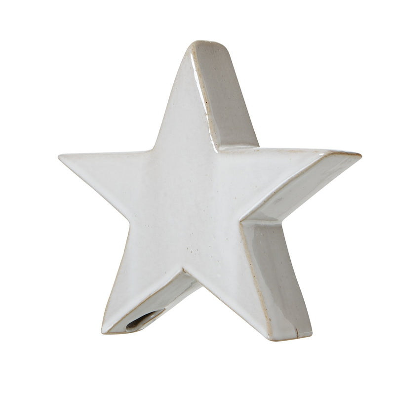 Medium White Ceramic Standing Star Decoration
