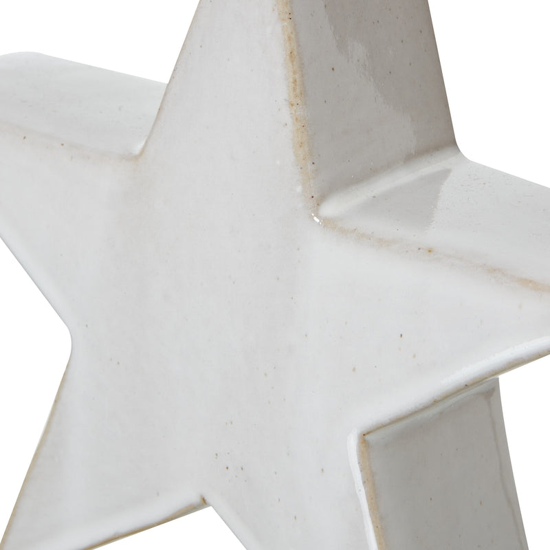 Medium White Ceramic Standing Star Decoration