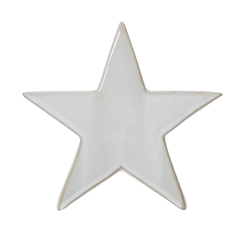 Medium White Ceramic Standing Star Decoration