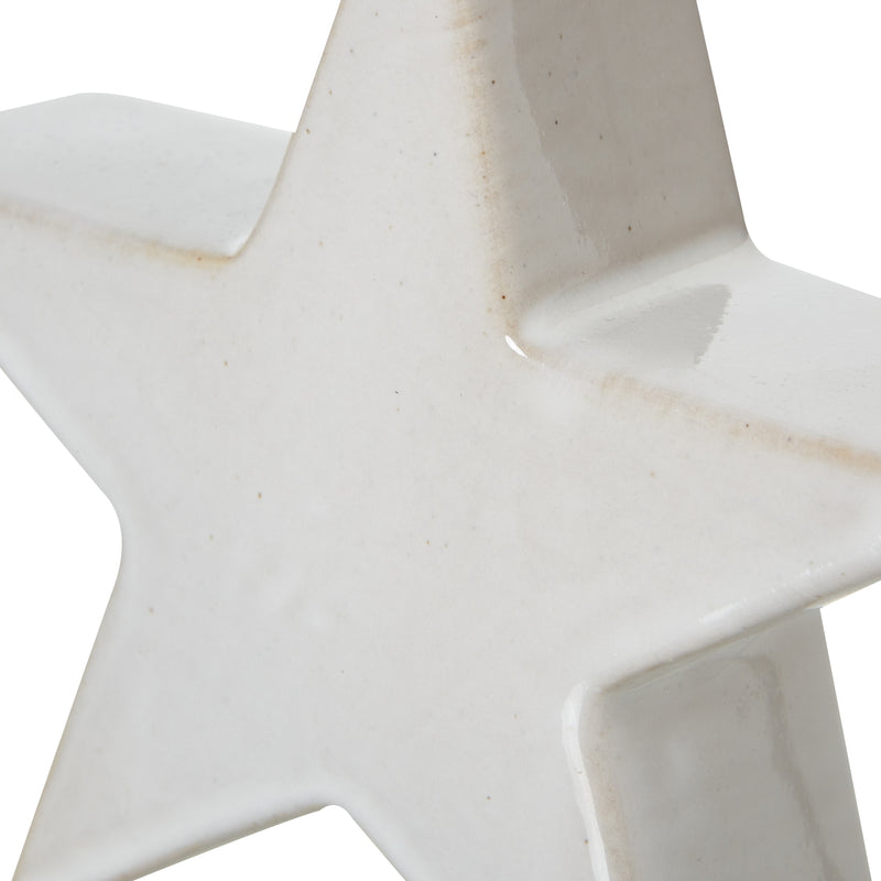 Small White Ceramic Standing Star Decoration