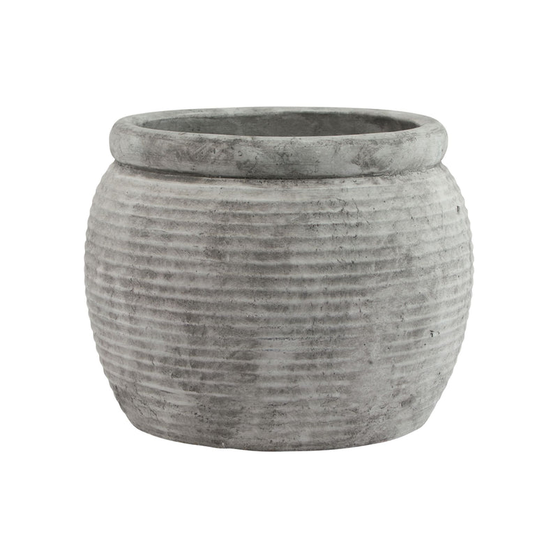 Large Grey Ridged Plant Pot