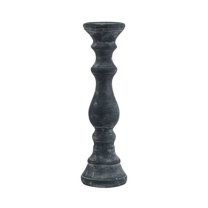 Large Grey Column Candle Holder
