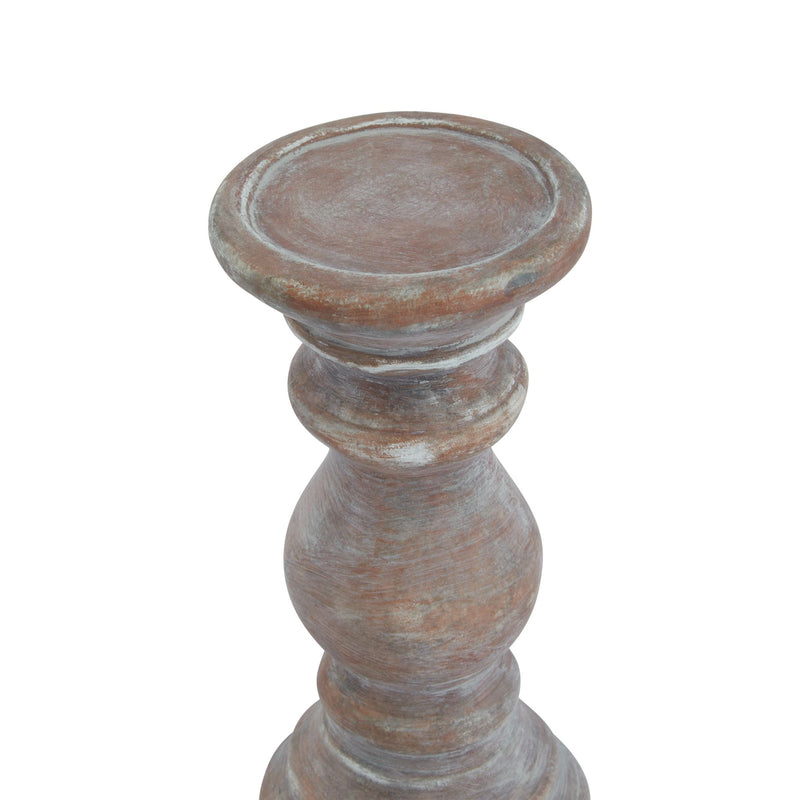 Small Brown Ceramic Column Candle Holder