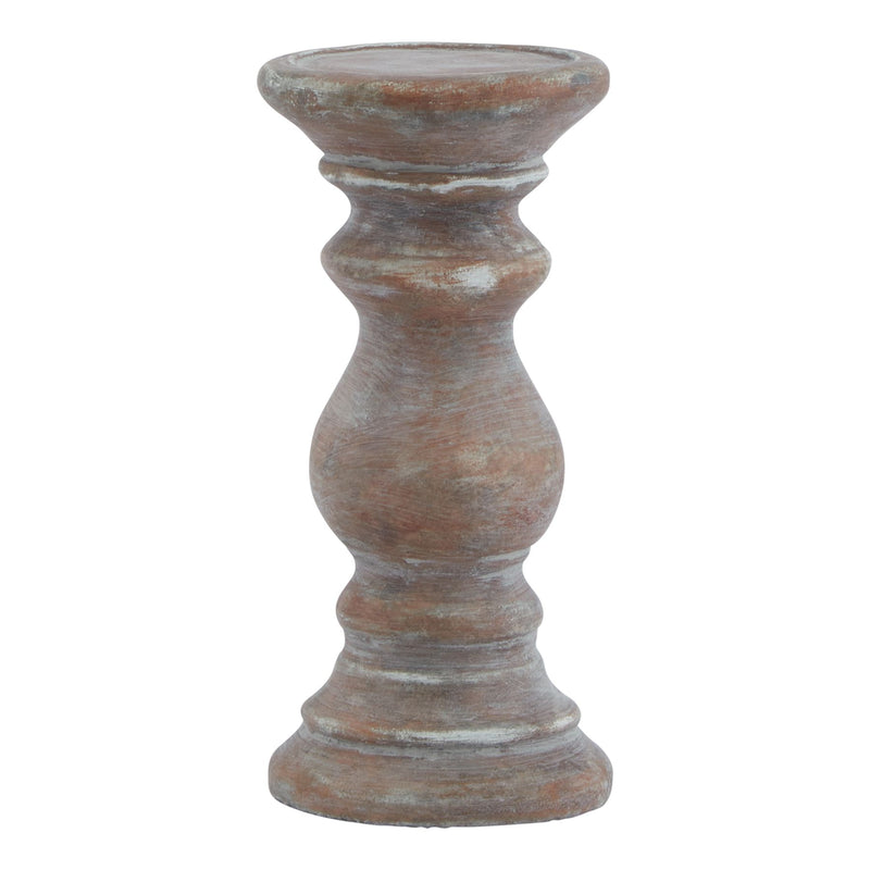 Small Brown Ceramic Column Candle Holder
