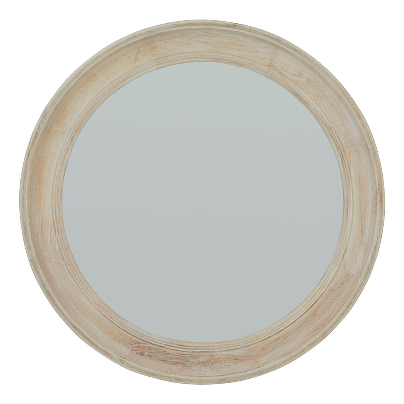 Light Wood Round Mirror