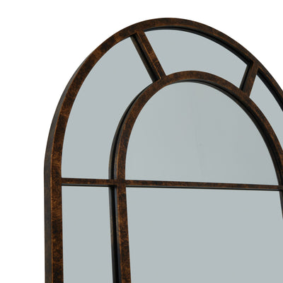 Tall Rust Effect Arched Window Mirror