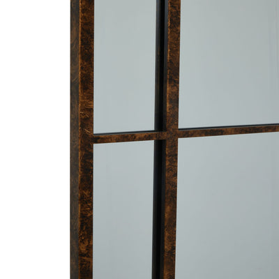 Tall Rust Effect Arched Window Mirror