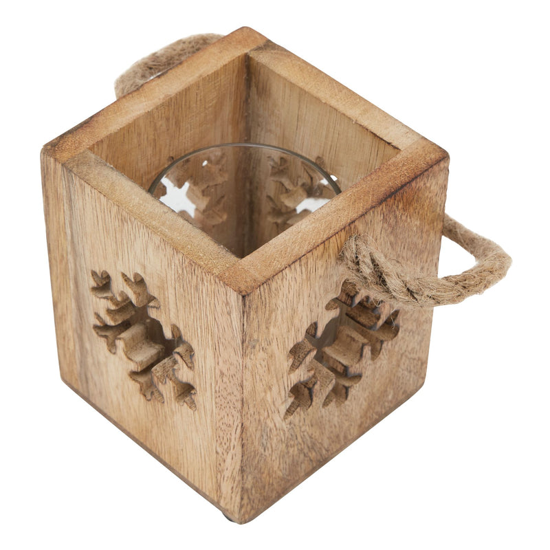 Small Wooden Snowflake Candle Holder