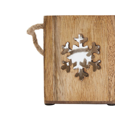 Small Wooden Snowflake Candle Holder