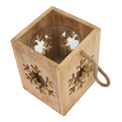 Large Wooden Snowflake Candle Holder