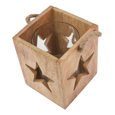 Large Wooden Star Candle Holder