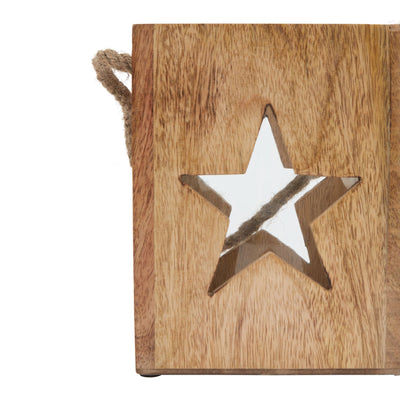 Large Wooden Star Candle Holder