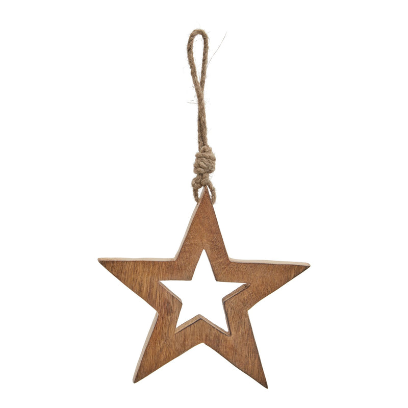 Natural Wooden Hanging Star 14cm