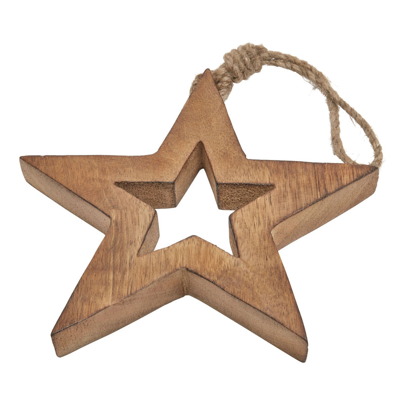 Natural Wooden Hanging Star 14cm