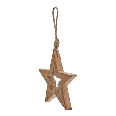 Natural Wooden Hanging Star 14cm