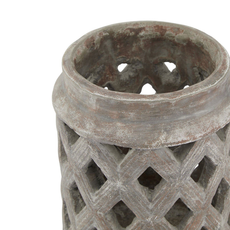 Large Aged Brown Lattice Lantern