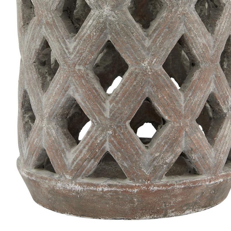 Large Aged Brown Lattice Lantern