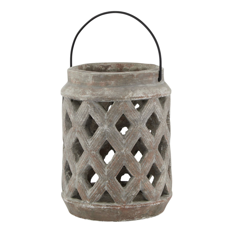 Large Aged Brown Lattice Lantern