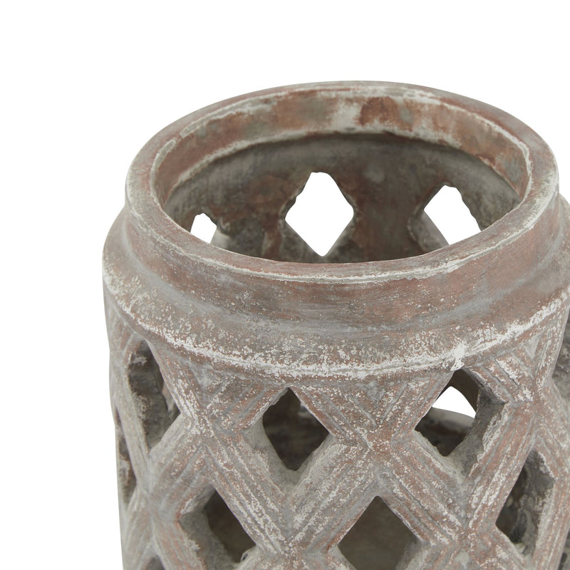 Aged Brown Lattice Lantern