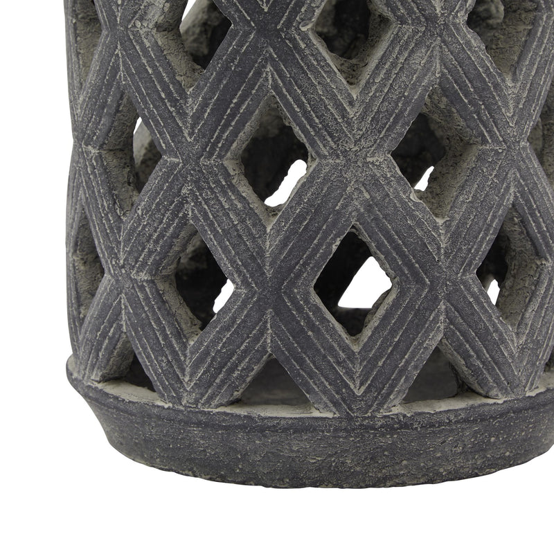 Large Dark Grey Lattice Lantern