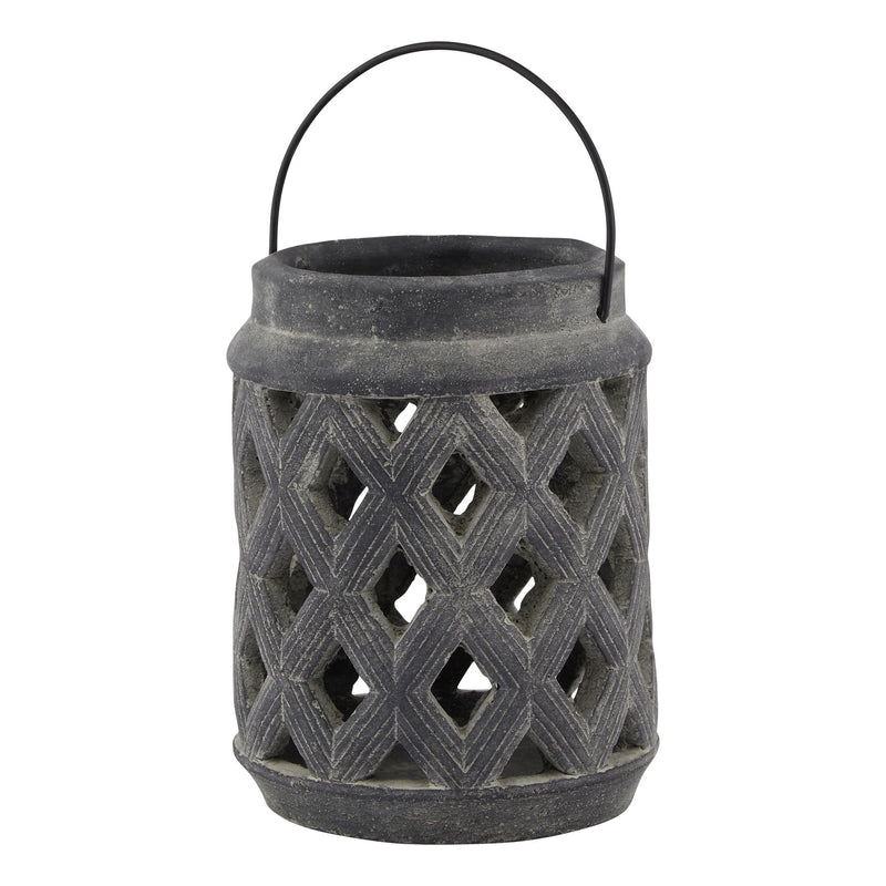 Large Dark Grey Lattice Lantern