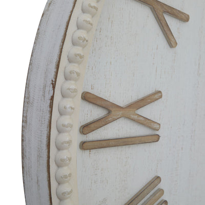 Large Beaded Frame Rustic White Clock