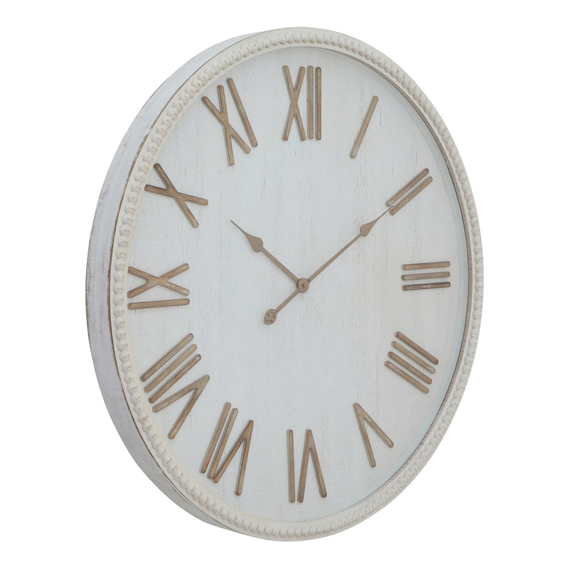 Large Beaded Frame Rustic White Clock