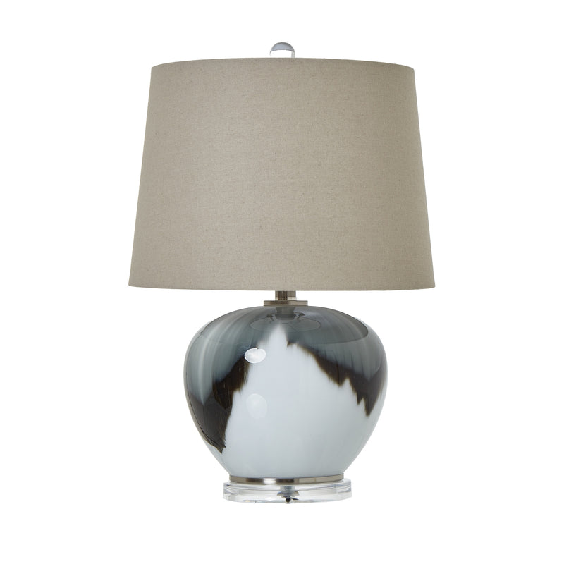 Ombre Glass Squat Table Lamp W/ Linen Shade