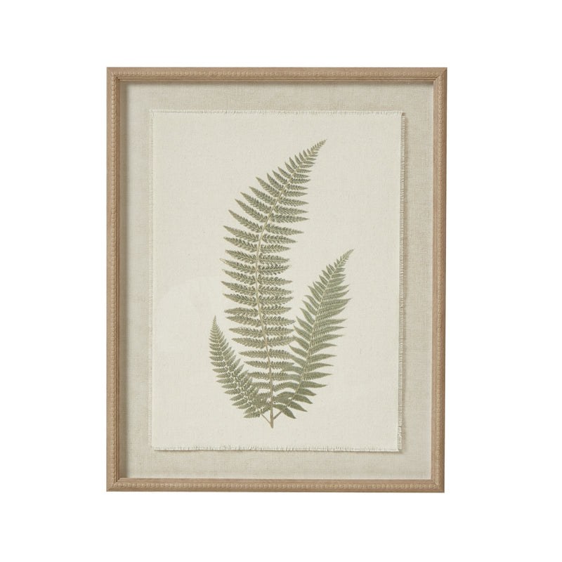 Green Fern Wall Art In Beaded Frame