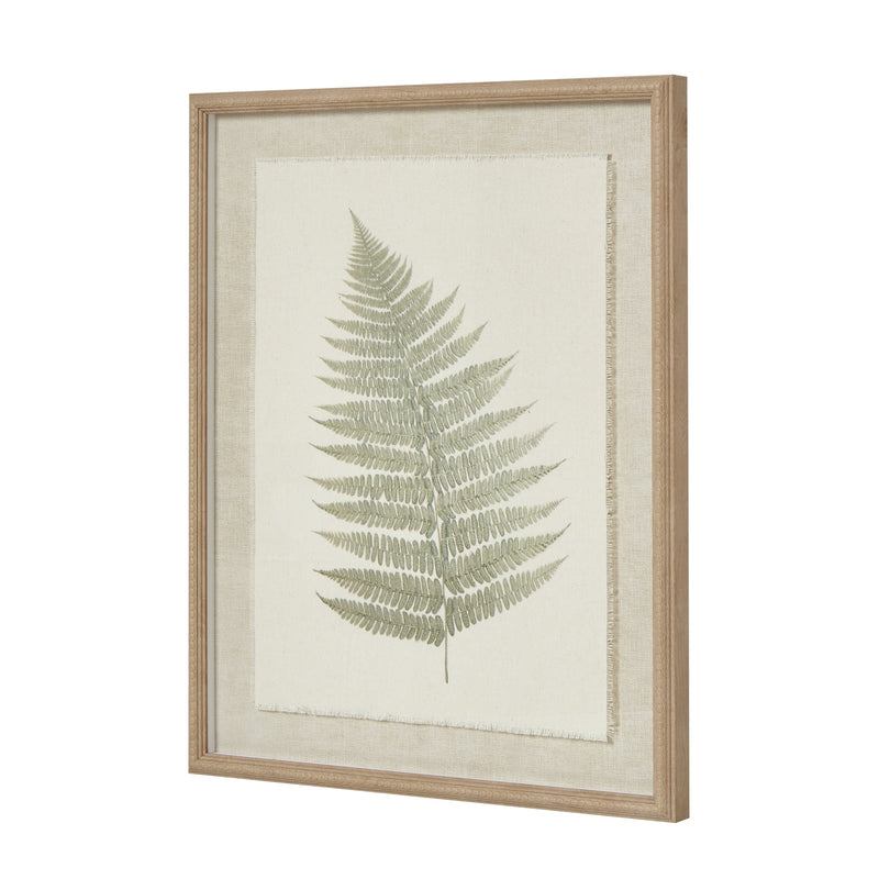 Green Bracken Wall Art In Beaded Frame