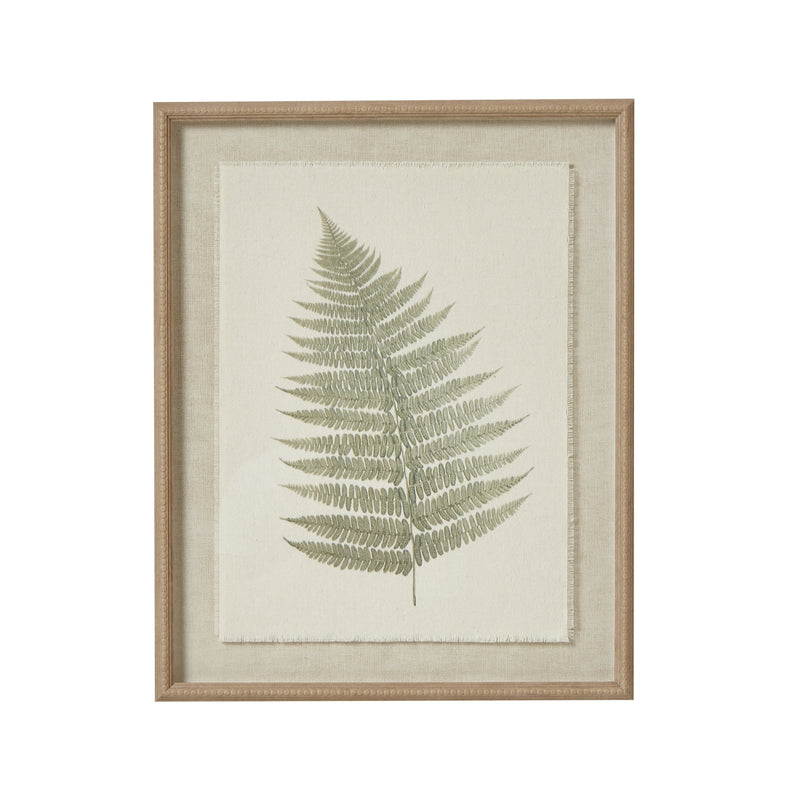 Green Bracken Wall Art In Beaded Frame