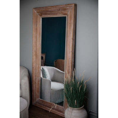 Large Washed Wood Rectangular Mirror