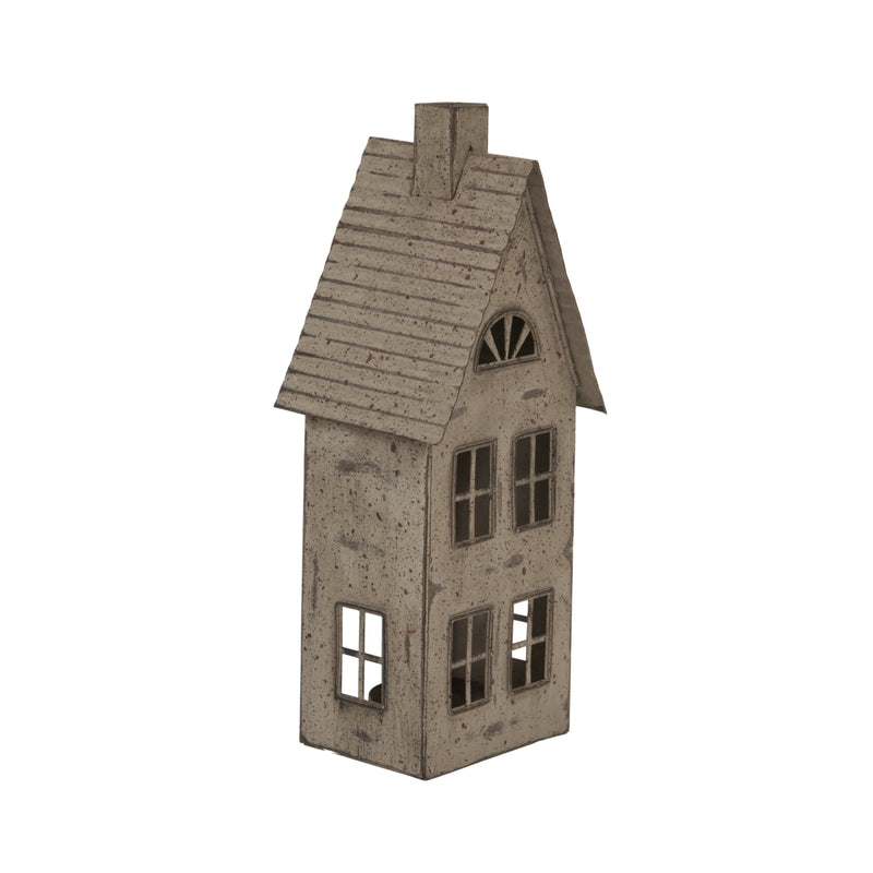 Tall Rustic Metal House Tealight Holder