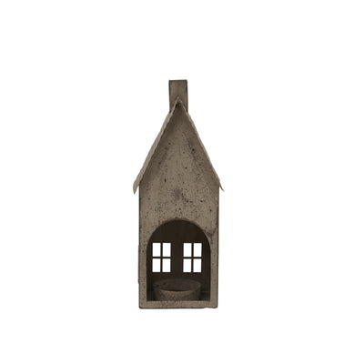 Tall Rustic Metal House Tealight Holder