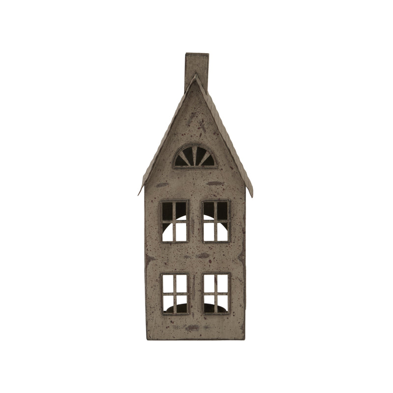 Tall Rustic Metal House Tealight Holder