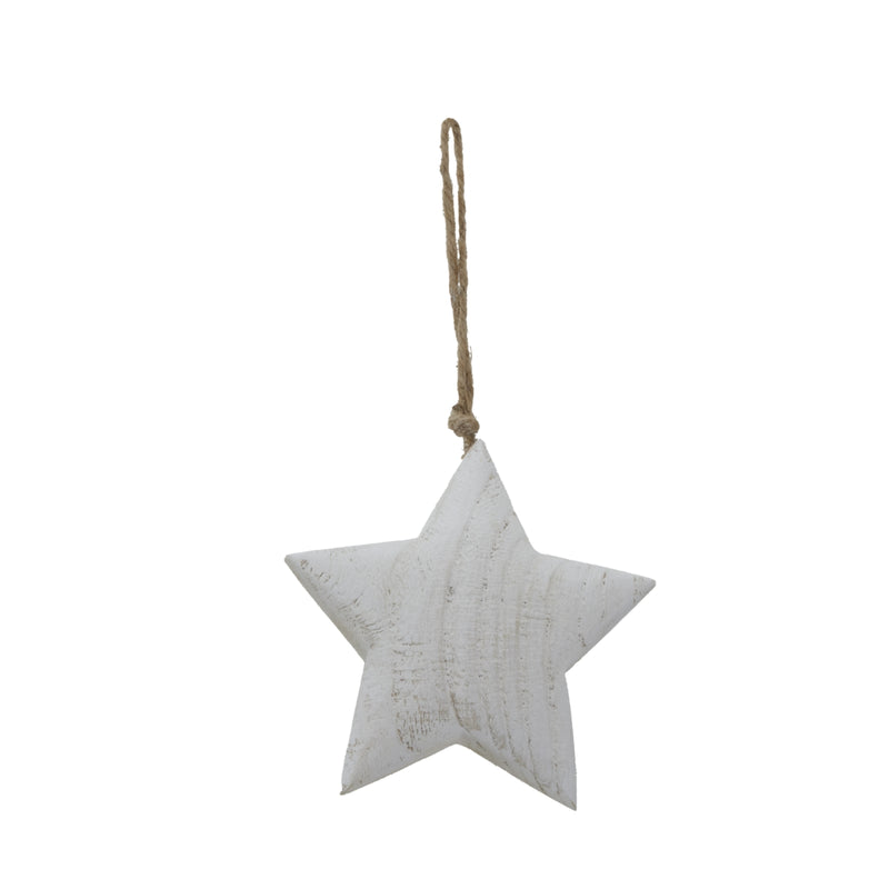 Small White Wash Rustic Hanging Star