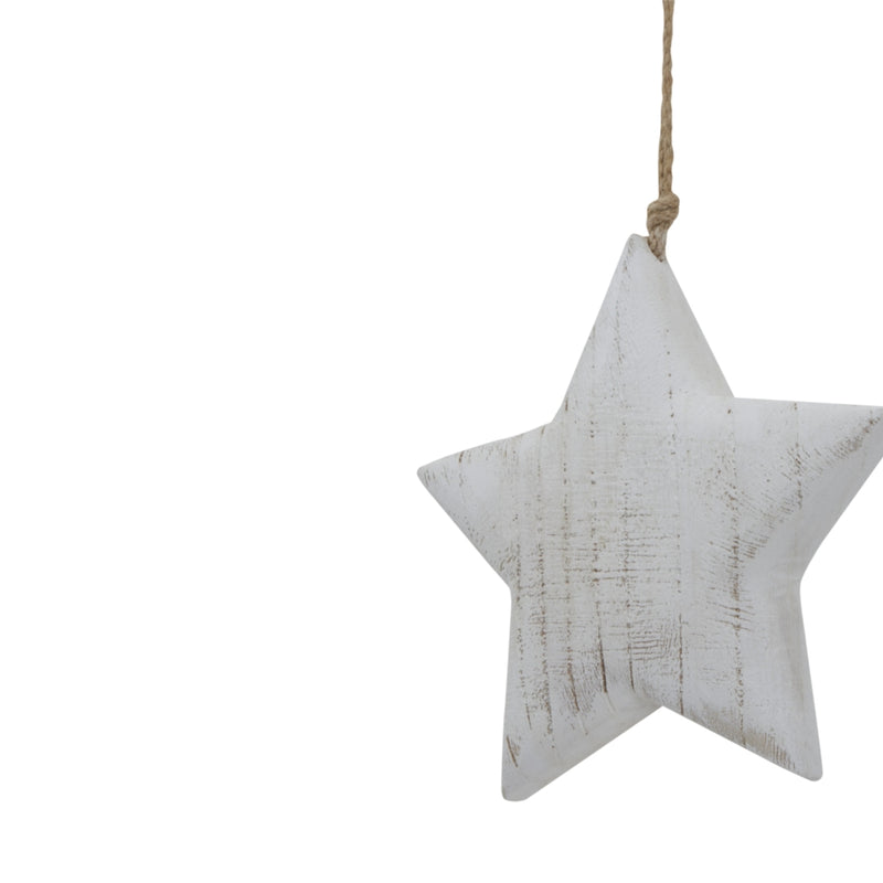 Large White Wash Rustic Hanging Star