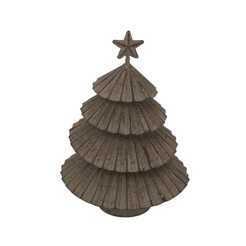 19cm Aged Metal Layered Star Topped Tree Ornament