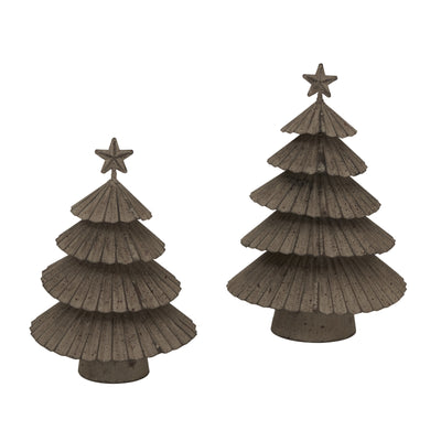 19cm Aged Metal Layered Star Topped Tree Ornament