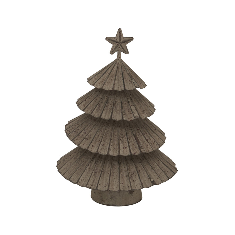 19cm Aged Metal Layered Star Topped Tree Ornament