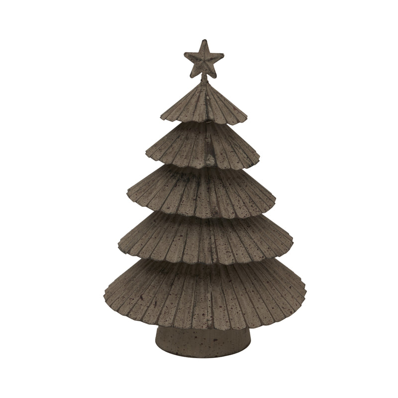 25cm Aged Metal Layered Star Topped Tree Ornament