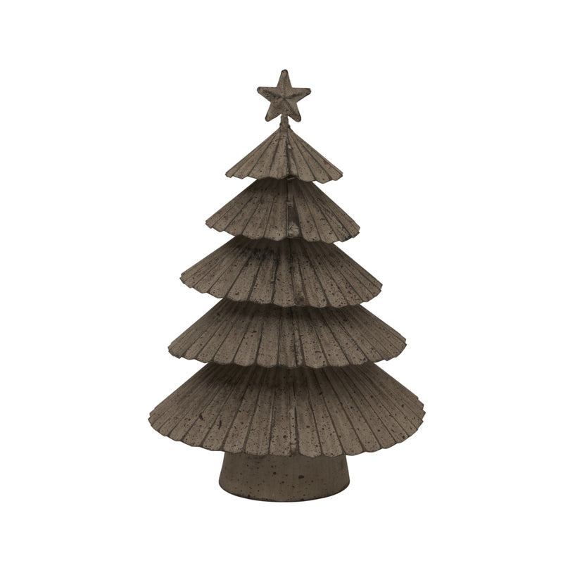 25cm Aged Metal Layered Star Topped Tree Ornament
