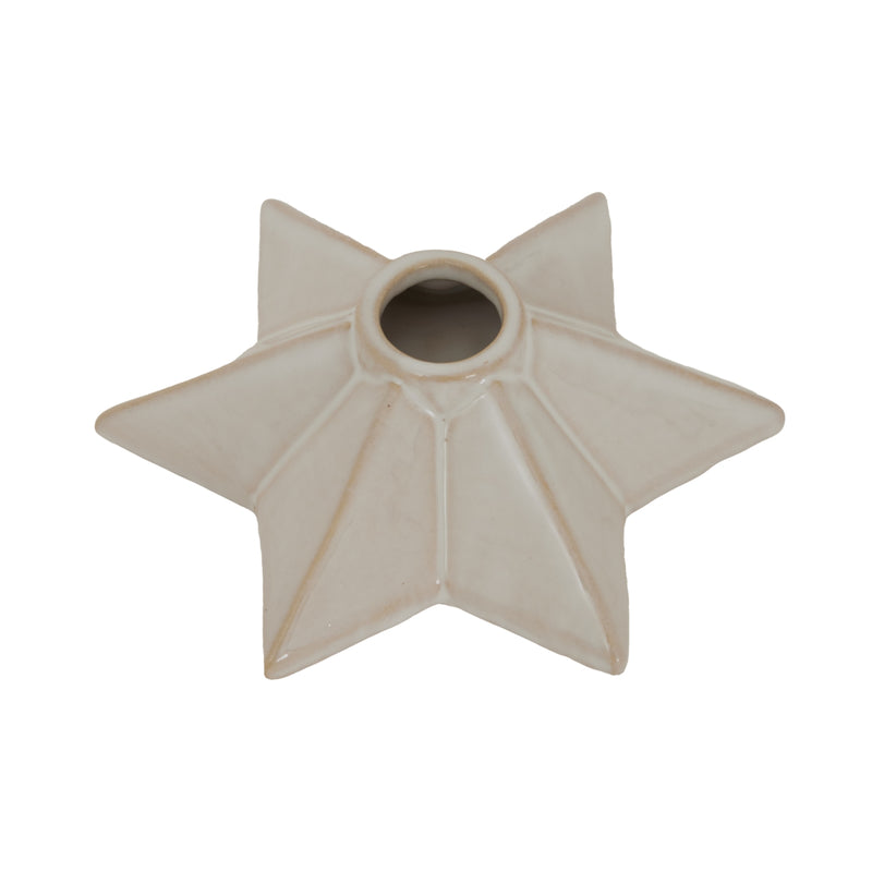 Beige Ceramic Angled Star Candle Holder