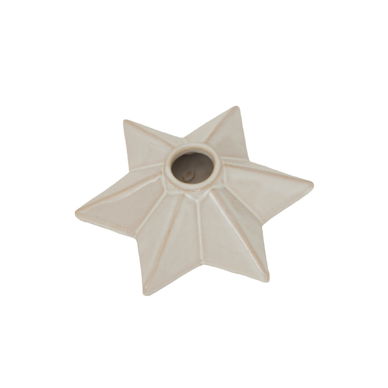 Beige Ceramic Angled Star Candle Holder
