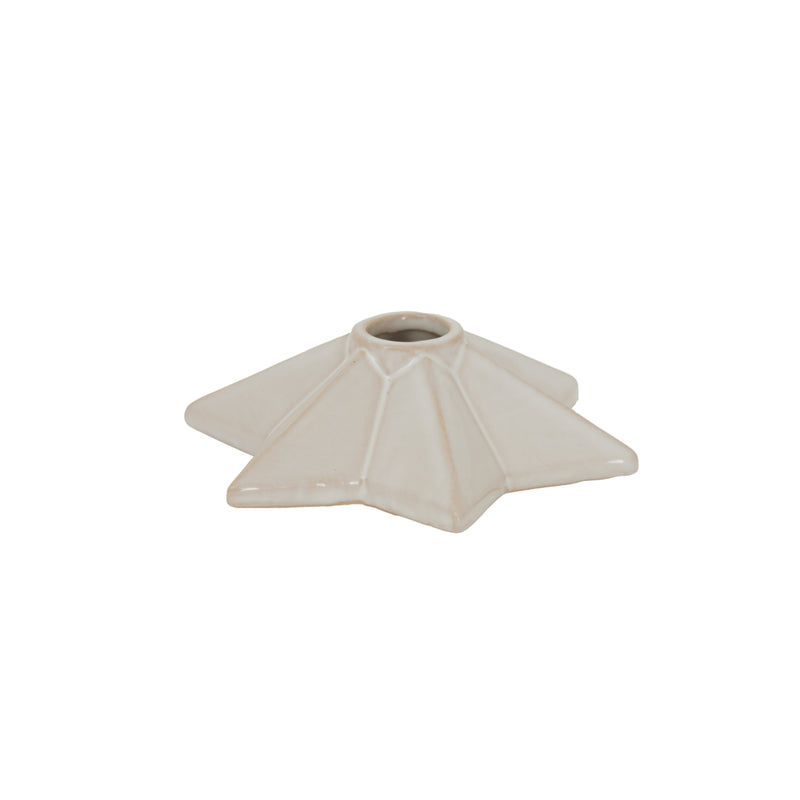 Beige Ceramic Angled Star Candle Holder