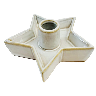 Beige Ceramic Star Candle Holder