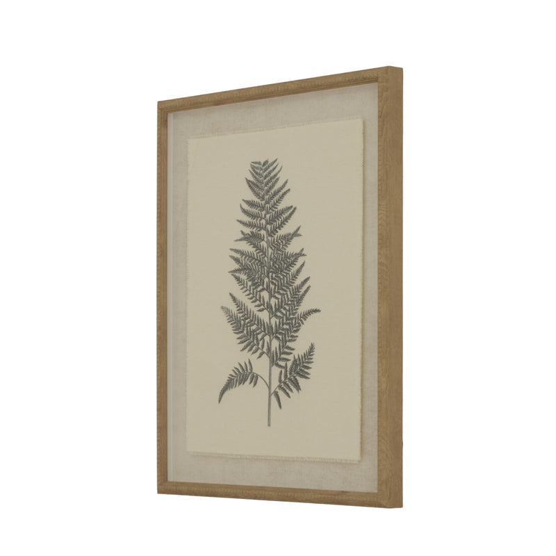 Linen Beech Fern Illustration in Beaded Frame